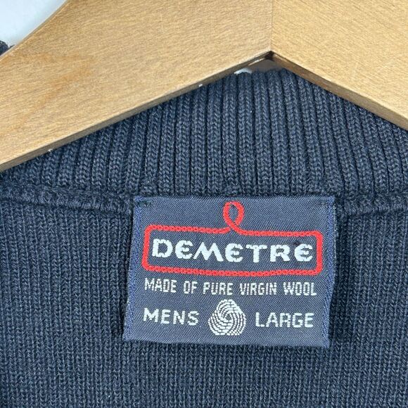 Vintage Demetre Wool 1/4 Zip Pullover Sweatshirt Mens L Knit Ski Mock Neck - Picture 4 of 7